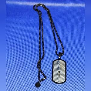 Studio 1886 Stainless Steel Jet-Set CZ Dog Tag Necklace